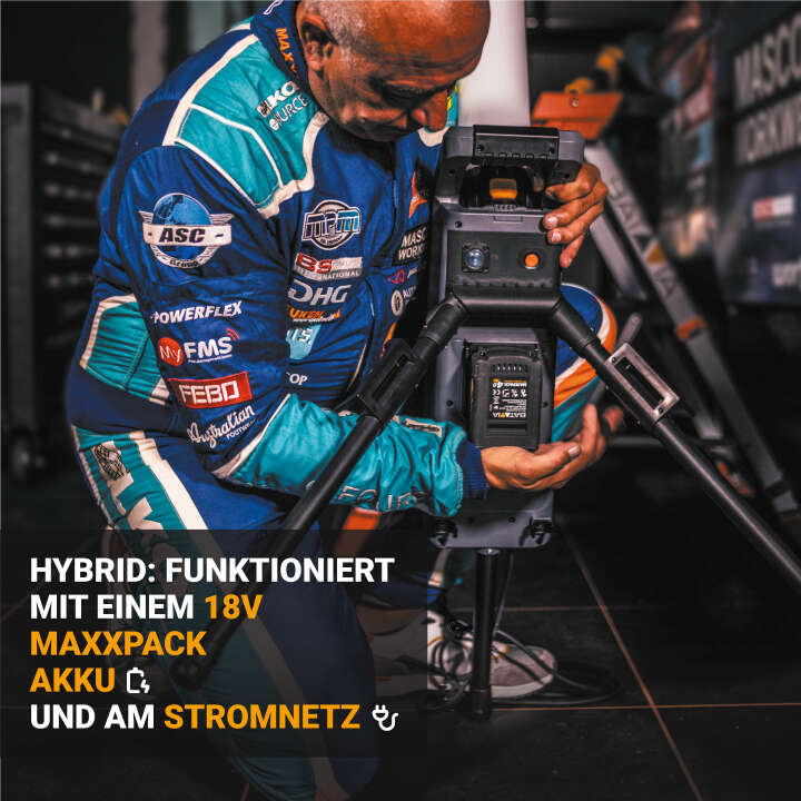 BATAVIA Hybrid-LED-Arbeitsleuchte 360° mit Akku und Ladegerät